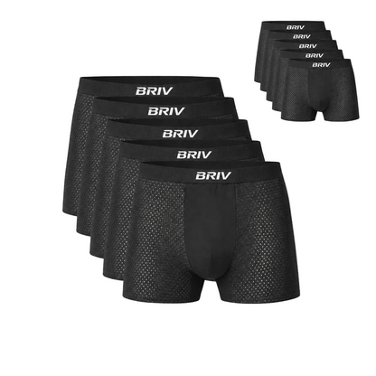 BRIV® Bamboo Boxers - 5 Pack-Trunks (Shorter fit) Black