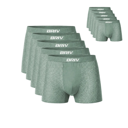 BRIV® Bamboo Boxers - 5 Pack-Trunks (Shorter fit) Green