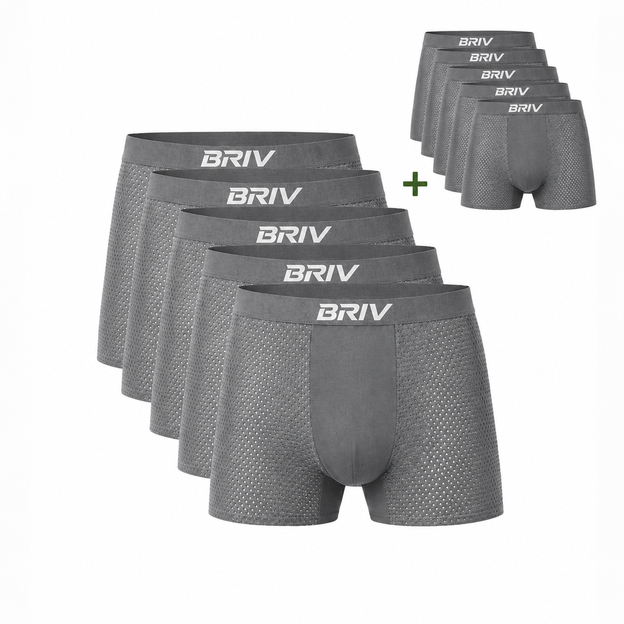 BRIV® Bamboo Boxers - 5 Pack-Trunks (Shorter fit) Grey