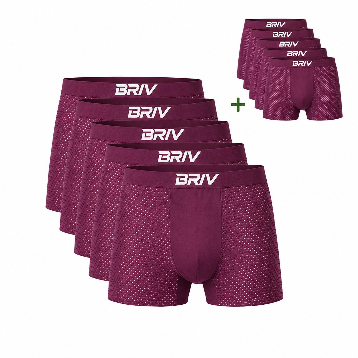 BRIV® Bamboo Boxers - 5 Pack-Trunks (Shorter fit) Red