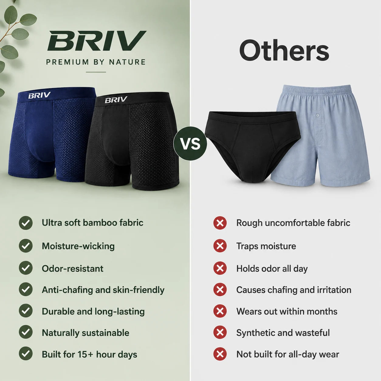 BRIV® Bamboo Boxers - 5 Pack Multicolour | + 5 FREE
